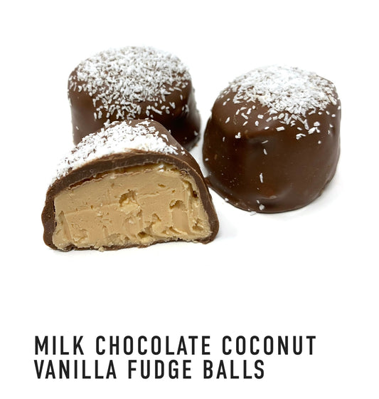 Milk Chocolate Coconut Fudge Balls