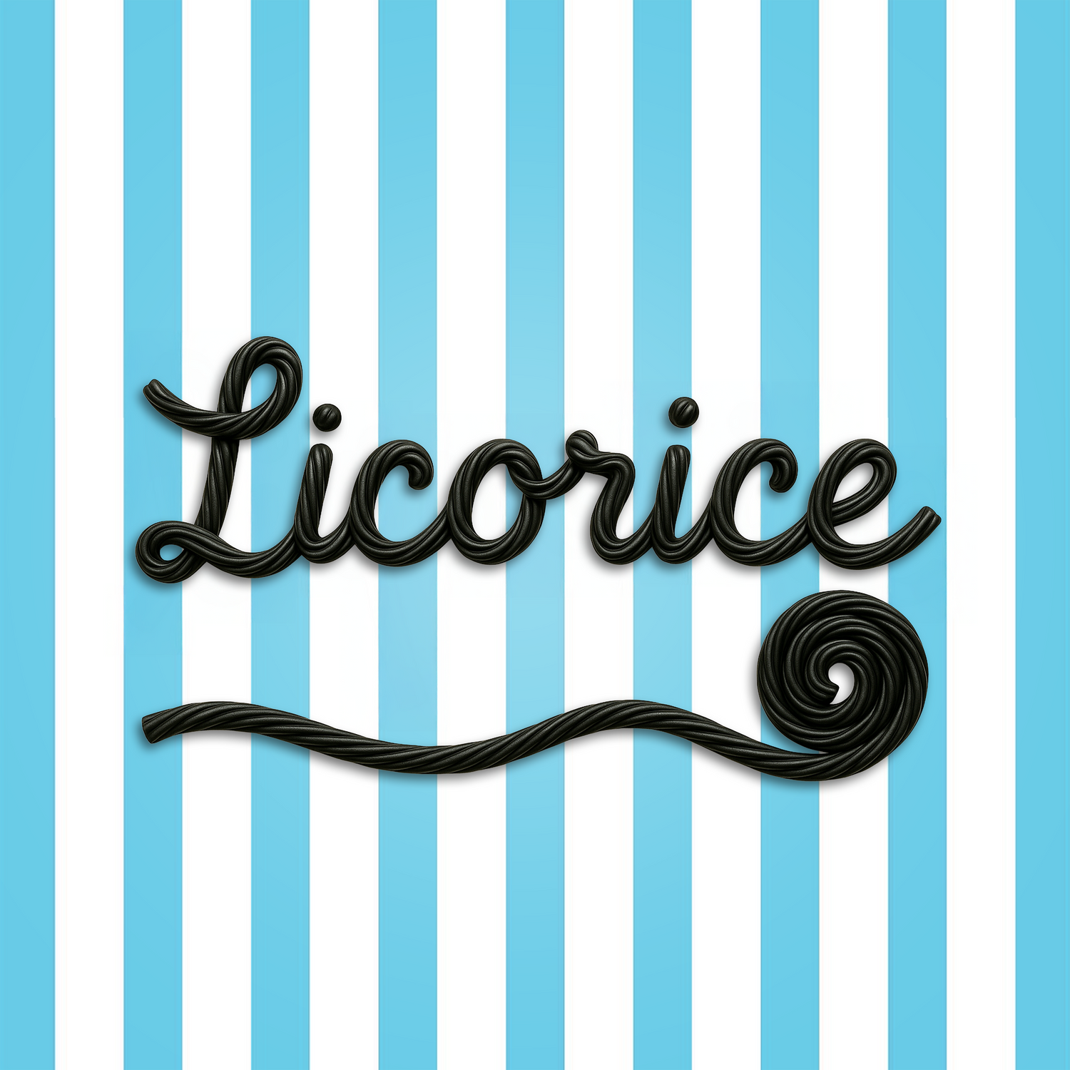 Assorted licorice candy banner featuring twists, wheels, and buttons